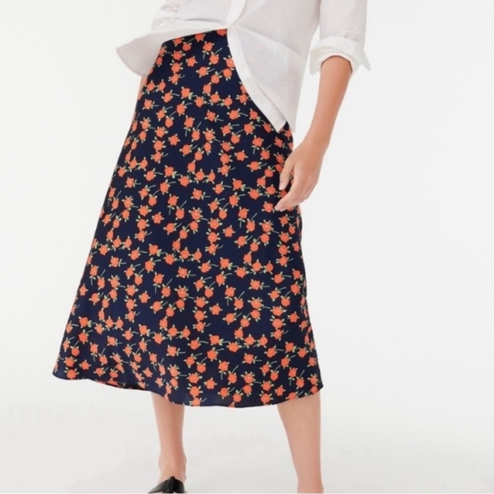 J Crew 90s Inspired Satin Slip Skort in Poppy Fields